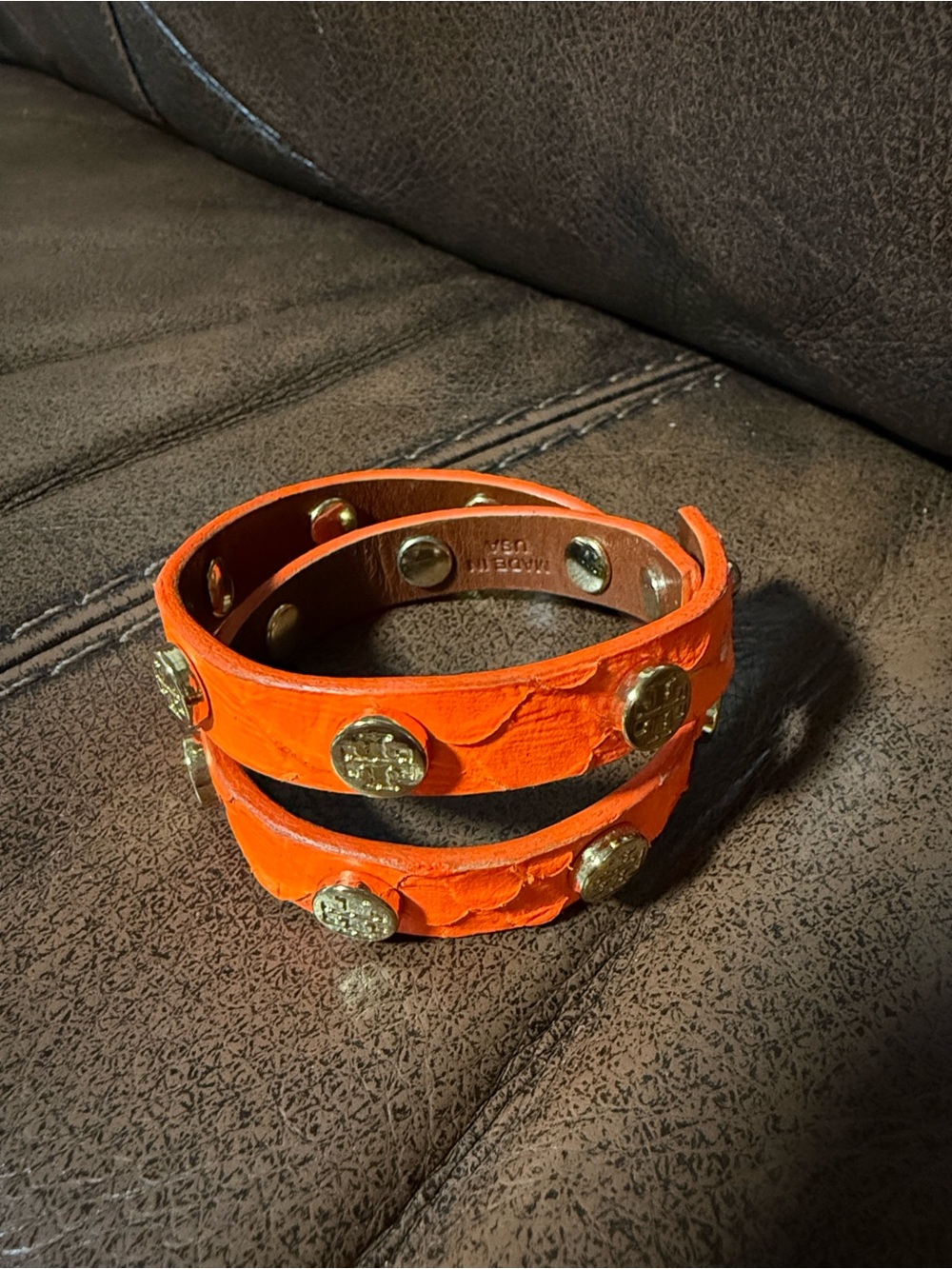 Tory Burch Double Tour Stud Bracelet In Neon Orange 🍊